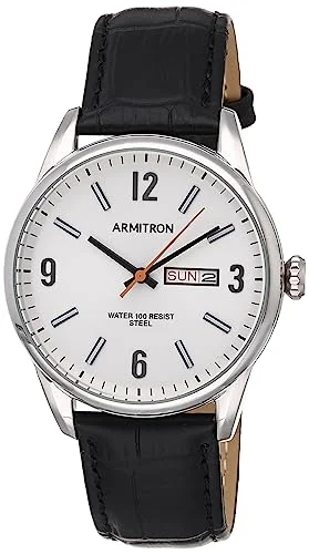 Armitron herrklocka med dag/datumfunktion och läderarmband i croco grain, 20/5048, Svart/silverfärgad 86702708673