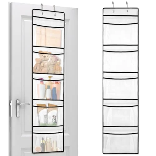 AiQInu hängande förvaringsställ, Colgando Organizador med 5 nätfickor och 2 krokar, vikbar hylla, för sovsal garderob, Baño, Cocina, Oficine (125 x 31,5 cm) 6975966335814