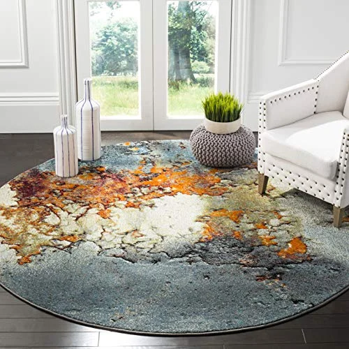 Safavieh Samtida matta för vardagsrum, matsal, sovrum glacier kollektion, kort lugg, blå och multi, 122 x cm 195058584203