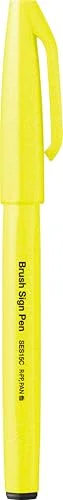 Pentel SES15 Brush Sign Pen märkpennor Flexibel fiber Fluo gul 10 st 4902506419712