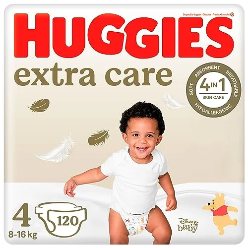 Huggies Extra Care babyblöjor med Disney design storlek 4, 120 blöjor (2 x 60), månadslåda 5029054234808