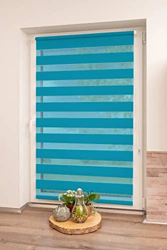 K Home Klemmfix dubbel rullgardin Madrid utan borrning petrol 40 x 200 cm (B L) 4260685142037
