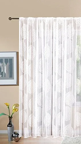 Gardinbutik Jacquard Fabio H x B 245 300 cm veckband universalband vit cirkelmönster transparent voile gardin vardagsrum, 13143 4041984937247