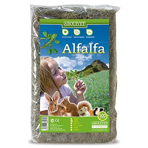 ARQUIVET Alfalfa för gnagare 500 gr Kaninmat, marsvin, hamstrar, chinchillor, naturlig mat foder små tamdjur Näringsrik på vitaminer och mineraler 8435117860032