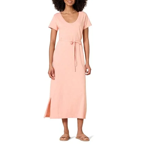 Amazon Essentials kortärmad midi t shirt klänning för kvinnor, korallrosa, Large 196433138981