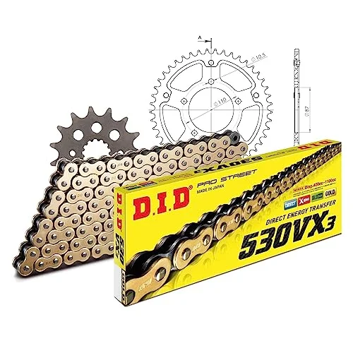 Kedjelängd DID Stealth 530VX3/116 nitlås guld för Suzuki GSX F 750 cc Bj. 19982006 4068202189295