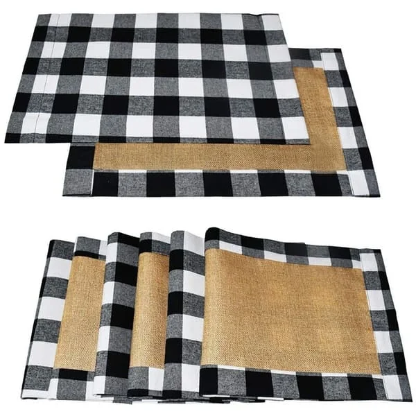 1 Pack 6 Placemat Placemat Svart Vit Jute Placemat Bordsartiklar Tallrik Placemat 30X45Cm 02FGMA56433YX
