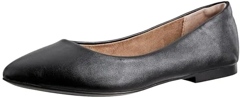 Amazon Essentials dam spetsig tå balett platt, Svart konstläder, 8.5 US Wide 840809192229