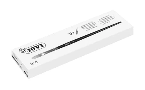 Jovi Kalibrerade konstborstar med platt spets, 12 st, hårda naturhår och trähandtag, nr 8 (8308) 8412027025720