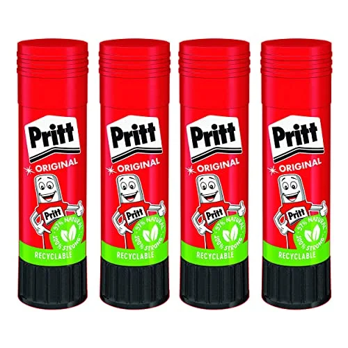 pritt limstift, säkert, barnvänligt lim för konst och hantverk, starkt skola kontorsmaterial, 4 x 22 g penna 4057278017151