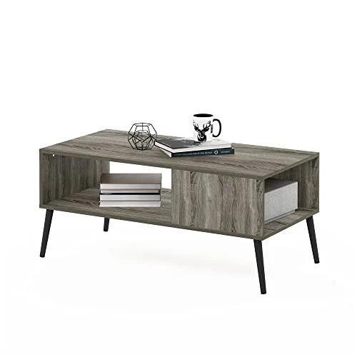 Furinno soffbord i mitten av århundradet med träben, konstruerad, fransk ek, 50,01 (D) x 100 (B) 45,01 (H) cm 810006773903
