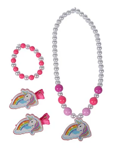 Simba 105562479 Girls by Steffi Enhörning Smyckeset Set med Halsband Enhörningsberlock, Armband och Hårspännen Enhörningar, Från 3 år 4006592067397