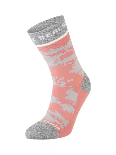 SEALSKINZ Reepham medellång jacquard aktiv strumpa icke vattentät rosa stor, Rosa, Large 5055754468663