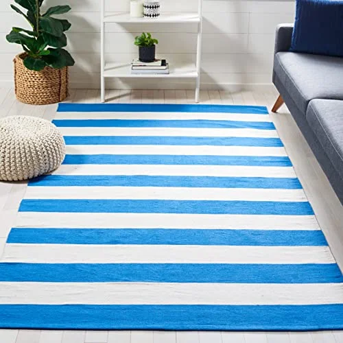 SAFAVIEH Modern matta för vardagsrum, matsal, sovrum Montauk kollektion, kort lugg, i blått och elfenben, 152 x 244 cm 683726314004