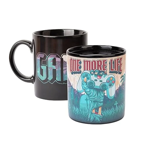 Grupo Erik Gameration One More Life Heat Changing Mug 35 cl 350 ml 11.8 oz Coffee Tea Cool Gifts Gamer Gaming Accessories 8435497280994
