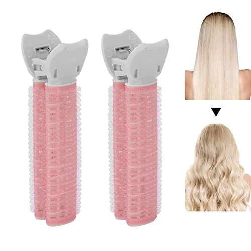 2st Volymgivande Hårrotsklämmor, Dubbla Bärbara Hårrullar Rotklämmor Fluffy Lazy Instant Bang Heatless Curler Hårstyling Tillbehör Verktyg för Kvinnor Tjejer(rosa) 7405887780367