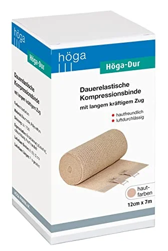 Höga Dur, elastisk kompressionsbindning med långt tåg 12 cm x 7 m hudvänlig, luftgenomsläpplig 4017949001964