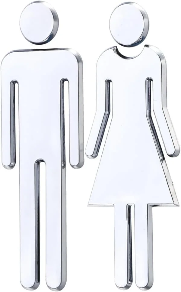1 par toalett WC-klistermärke avtagbar 3D spegel vinyl konst väggklistermärke män kvinnor väggkonst klistermärken för bar skola (silver) RGX0009496LGG 1 par toalett WC-klistermärke avtagbar 3D spegel vinyl konst väggklistermärke män kvinnor väggkonst klistermärken för bar skola (silver) RGX0009496LGG