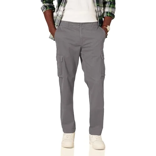 Amazon Essentials Men's Stretchiga cargobyxor med rak passform (finns i Big & Tall), Mörkgrå, 44W / 32L 196433249090