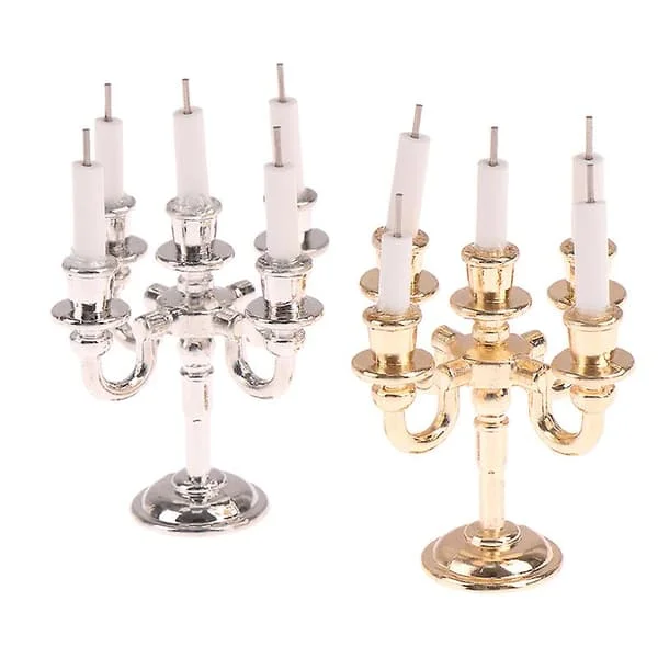 1 par 1:12 Dockhus Mini Bordsljus Stake Julscen Heminredning[YJD] Gold 2Pcs LXYJD-0119590