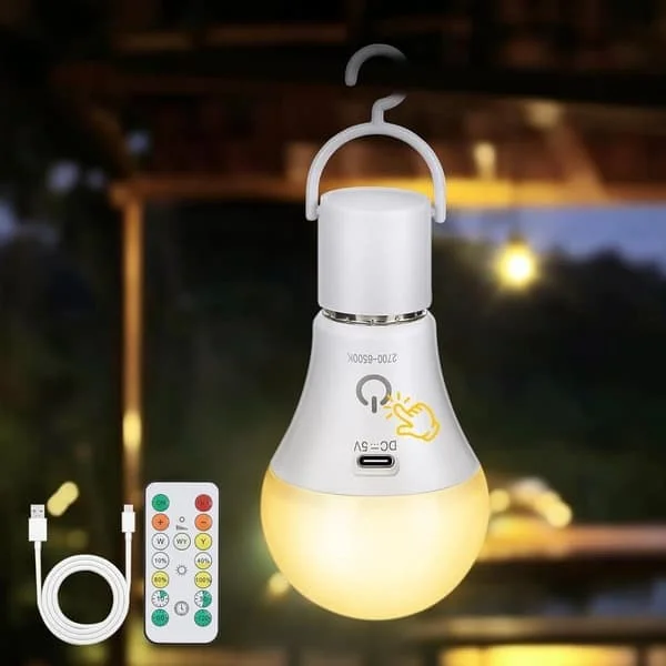 1/2/4-pack Uppladdningsbar LED-lampa med fjärrkontroll – E27, USB, 3 färger, dimbar, touchkontroll, utomhus- och nödbelysning 1pc 2623NC0109