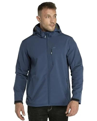 33,000ft Softshell herrjacka, vattentät, vinterjacka, vindtät, varm fleecefodrad vindjacka, funktionell jacka, utomhusjacka för vandring, cykel, camping, Marinblå, S 193336021556
