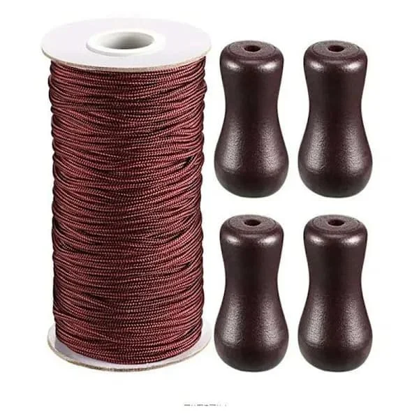 0,2 cm brun flätad persiennsnöre 50 m/rulle med 4 st bruna trähängen för aluminiummarkis, trädgårdsväxter och hantverk (brun) CAQQ-182389-1 0,2 cm brun flätad persiennsnöre 50 m/rulle med 4 st bruna trähängen för aluminiummarkis, trädgårdsväxter och hantverk (brun) CAQQ-182389-1