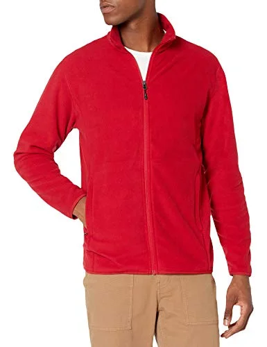 Amazon Essentials Men's Fleecejacka med dragkedja (finns i Big & Tall), Röd, XS 195111855790
