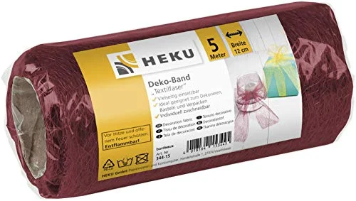HEKU 30344 15: textilfiber dekorativt band, bordeaux, 5 m x 12 cm 4018164344157