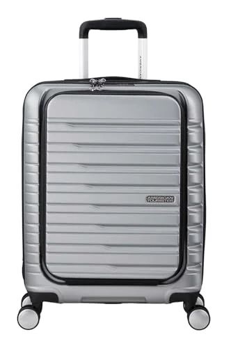 American Tourister Flashline Spinner S, handbagage med frontlastare, 55 cm, 34 L, silver (Sky Silver) 5400520302298