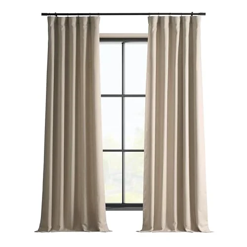 HPD halvt pris draperier italienska fusklinnegardiner 30 cm långa mörkläggningsgardiner för rum och vardagsrum 127 x 258, (1 panel), sepia beige 194125008642