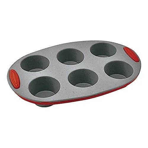Jata Hogar MC62 Backform 6 Mulden för muffins och cupcakes, grå röd 8436017659177