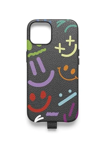 UNTAGS Funny Things iPhone 13 Mini fodral lädereffekt material mjuk mikrofiber inuti repskyddande svart 8018080442018