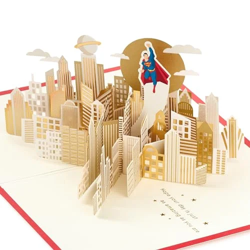 Hallmark DC Comics Superman, 3D & Pop up kort för alla tillfällen, Clark Kent, födelsedag, fars dag, son, pappa, brorson, superhjälte, guld 5054655652713