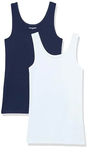 Amazon Essentials Women's Linne smal passform, Pack of 2, Marinblå/Vit, XXL 191770288900
