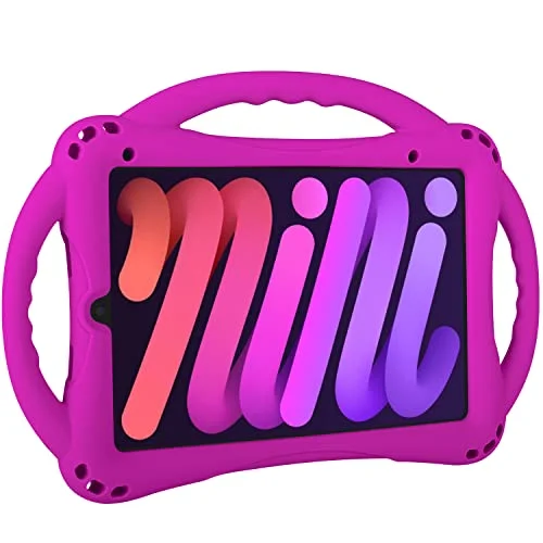 TopEsct Barnfodral för iPad Mini 6:e generationen fodral kraftigt stötsäkert skydd barnsäkert skyddande barnskydd med tre handtag stativ 8,3 tum 6 (1lila) 618202079887