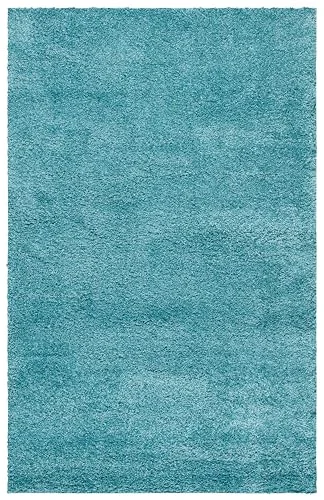 SAFAVIEH lurvig matta för vardagsrum, matsal, sovrum Milan Shag Collection, hög lugg, vattenblå, 61 x 91 cm 195058932868