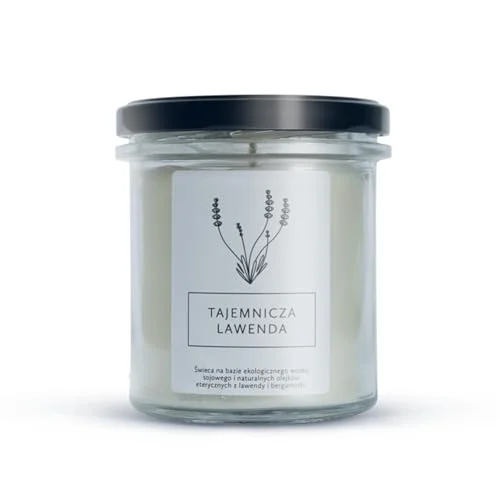 Hagi Mysterious lavendel sojaljus, lavendelljus i glas, blomdoft, lavendelolja, brinntid ca. 75 h, bergamotteolja, vegan, sojavax, naturligt 5906874158340