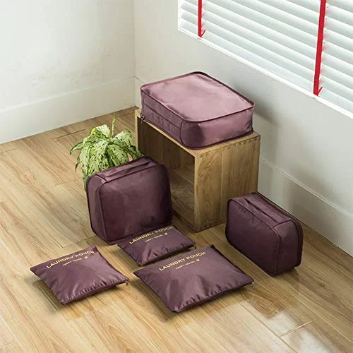 Kabinga Resor, Multifunktionell Vattentät Betyg, 6 delad Bagage Efterbehandling Väska Förvaring och Underkläder, Unisex Vuxen, Bourgogne, M 795274536712