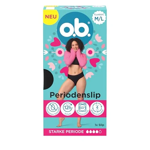 ob. periodiska trosor (1 styck), återanvändbara underkläder under stark period för upp till 12 timmars läckageskydd, finns i storlekarna XS/S, M/L, XL/XXL 3574661776699
