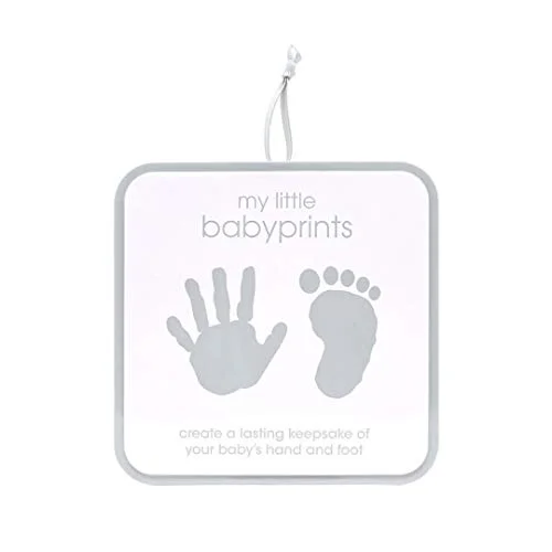 Pearhead Mina små babytryck, handavtryck eller fotavtryck avtryckssats och minnessak burk perfekt för att fånga barnets tryck, utmärkt present, grå Chevron 698904720409
