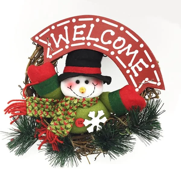 1 pc Rattan Christmas Tree Pendant, Snowman/Santa Claus, Vintage HY-ZR-081705802