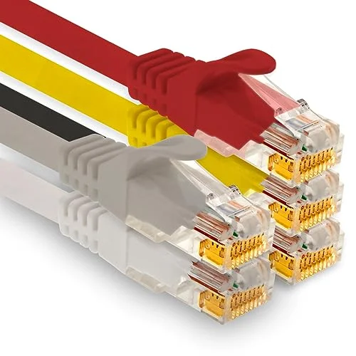 1aTTack.de 5 x 0,5 m Cat7 nätverkskabel, Cat.7 Ethernet, LAN & Cat 7 patchkabel för maximal internethastighet och ansluter alla enheter till RJ 45 kontakt färg 2 4250344800347
