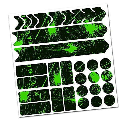 AlphaShield Cykelramsskydd för MTB och BMX, Lackskyddsfilm R159 R161, Kolfiberfilm (01 Racing Neon, grön) 4061288125218
