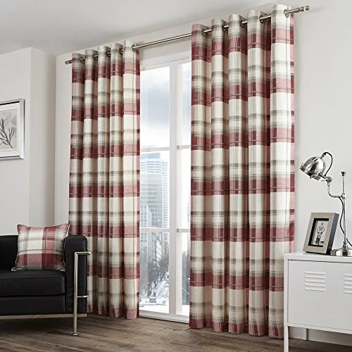 Fusion balmoral morofilt, textil, rubinröd, Curtains: 168 x 229 cm Drop (66 tum 90 tum) 5055161521531