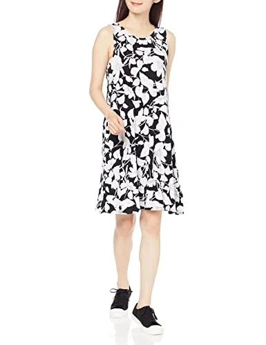Amazon Essentials damlinne swingklänning (finns i plusstorlek), svart blommig, Large 195111807348