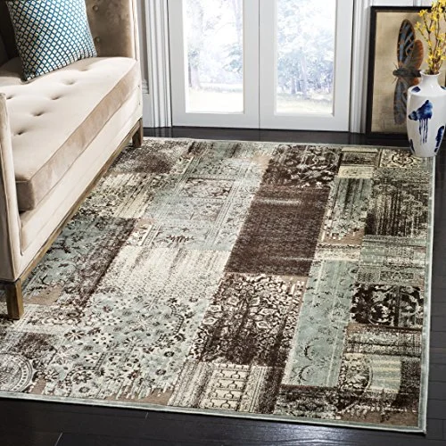 Safavieh Kingstown områdesmatta, vävd mjuk viskosmatta i ljusblå/antracit, 160 x 230 cm 683726553502