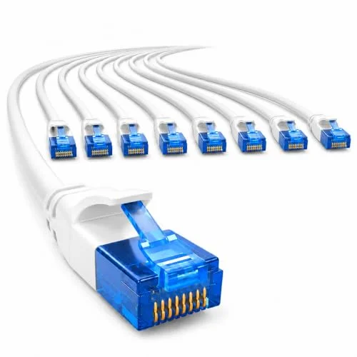 1aTTack.de 659954 Cat6 Cat.6 kabel Cat nätverkskabel 5m patchkabel tunn (liten diameter mycket flexibel) 1000 Mbit/s 10 stycken vit 4251073659954