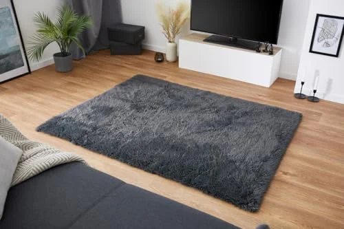 andiamo fuskpäls matta, Alpa, mysig hög lugg, vardagsrumsmatta, pälsmatta 35 mm, mjuk och fluffig vardagsrum, antracit 120 x 160 cm 4002398212474