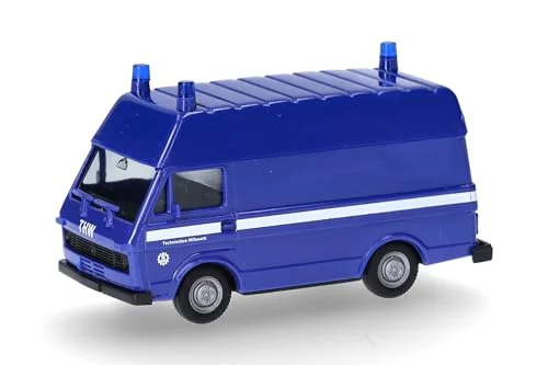 Herpa modellbil VW LT box high roof "THW" (BASIC), miniatyr i skala 1:87, samlarföremål, tillverkad Tyskland, modell av plast 4013150097628